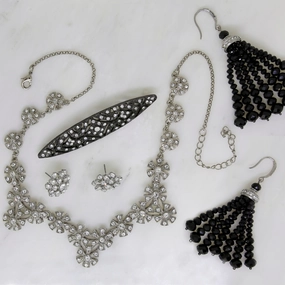 1928 Jewelry $200 Value Mystery Jewelry Package One Necklace, Two Earrings and One Brooch