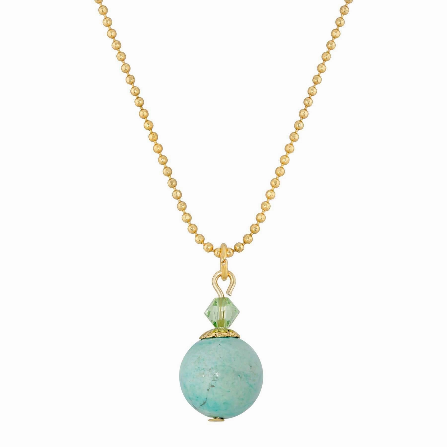 1928 Jewelry Semi Precious Turquoise Round Beaded Drop Necklace 18"