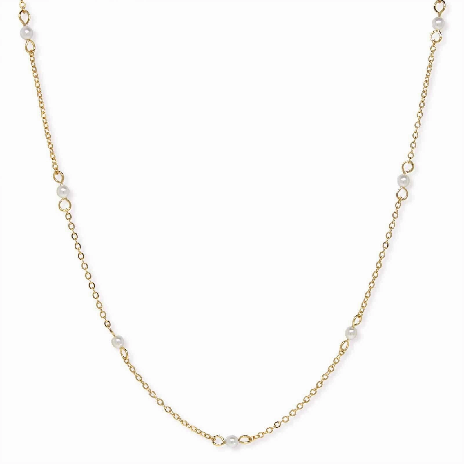 1928 Jewelry White Faux Pearl Cable Chain Necklace 16"