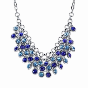 2028 Jewelry Blue Cluster Bib Necklace 16"   3" Extender