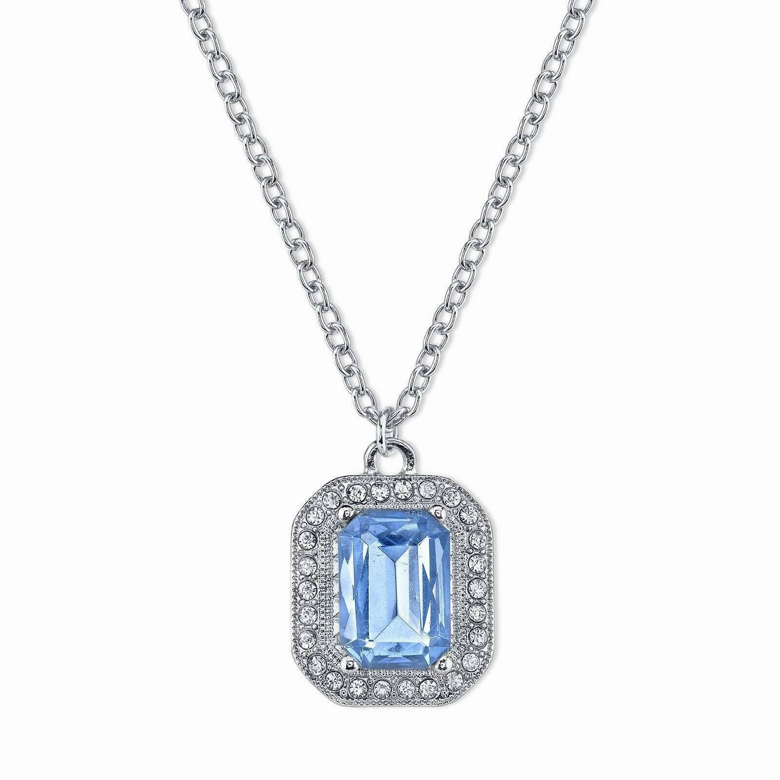 2028 Jewelry Octagon Stone & Crystal Pendant Necklace 16"   3" Extender