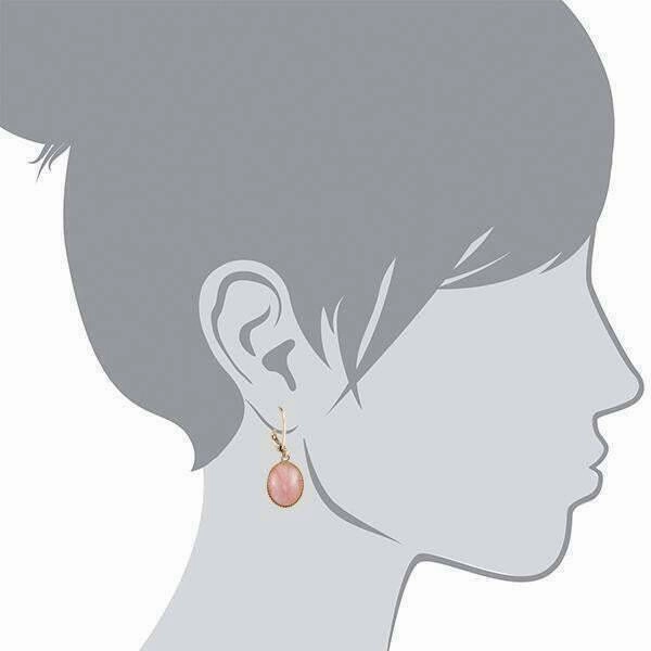 2028 Jewelry Oval Rose Quartz Gemstone Drop Earrings