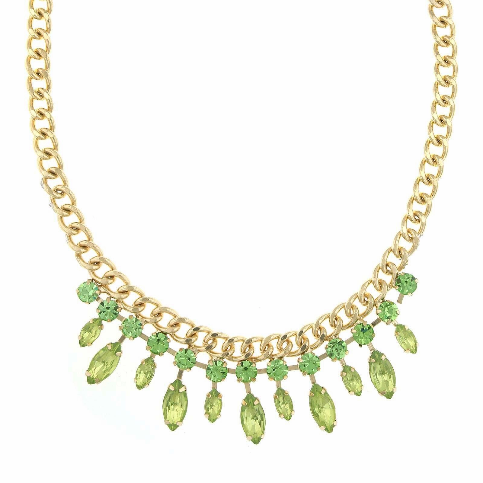 2028 Jewelry Round And Navette Crystal Collar Necklace 16"   3" Extender
