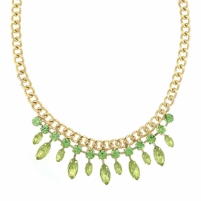 2028 Jewelry Round And Navette Crystal Collar Necklace 16"   3" Extender