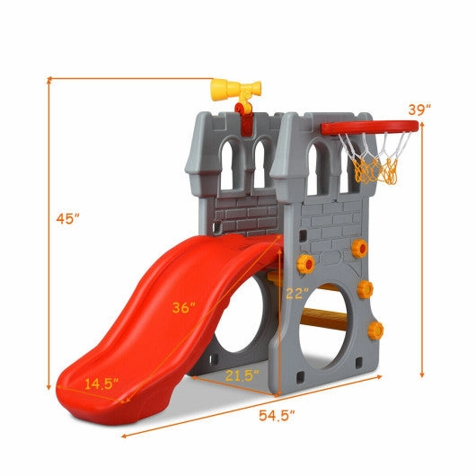5 in 1 Toddler Climber Slide Playset With Basketball Hoop and Telescope