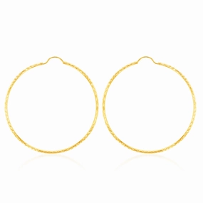 9ct Yellow Gold 40mm Diamond Cut Earrings