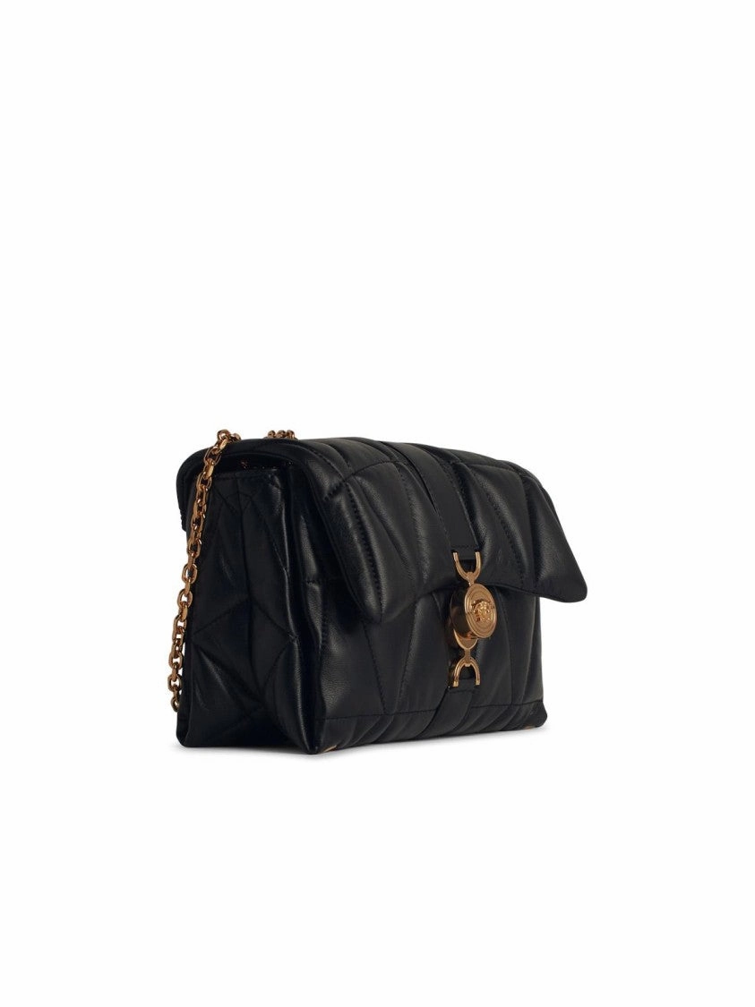 'Cleio' Black Leather Crossbody Bag
