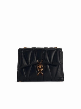 'Cleio' Black Leather Crossbody Bag