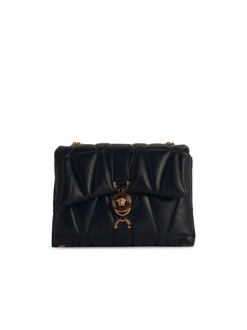 'Cleio' Black Leather Crossbody Bag