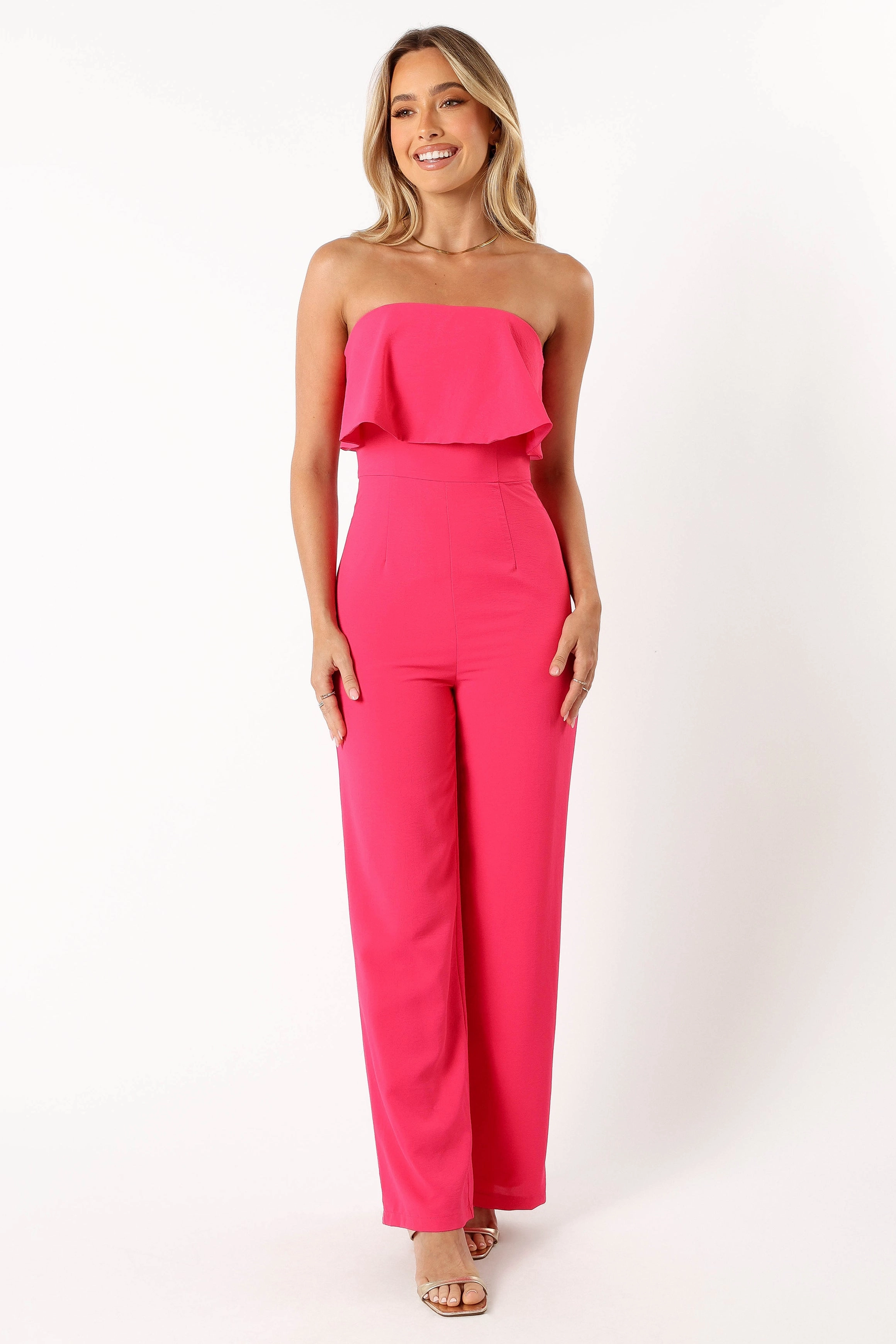 Annabella Strapless Jumpsuit - Hot Pink