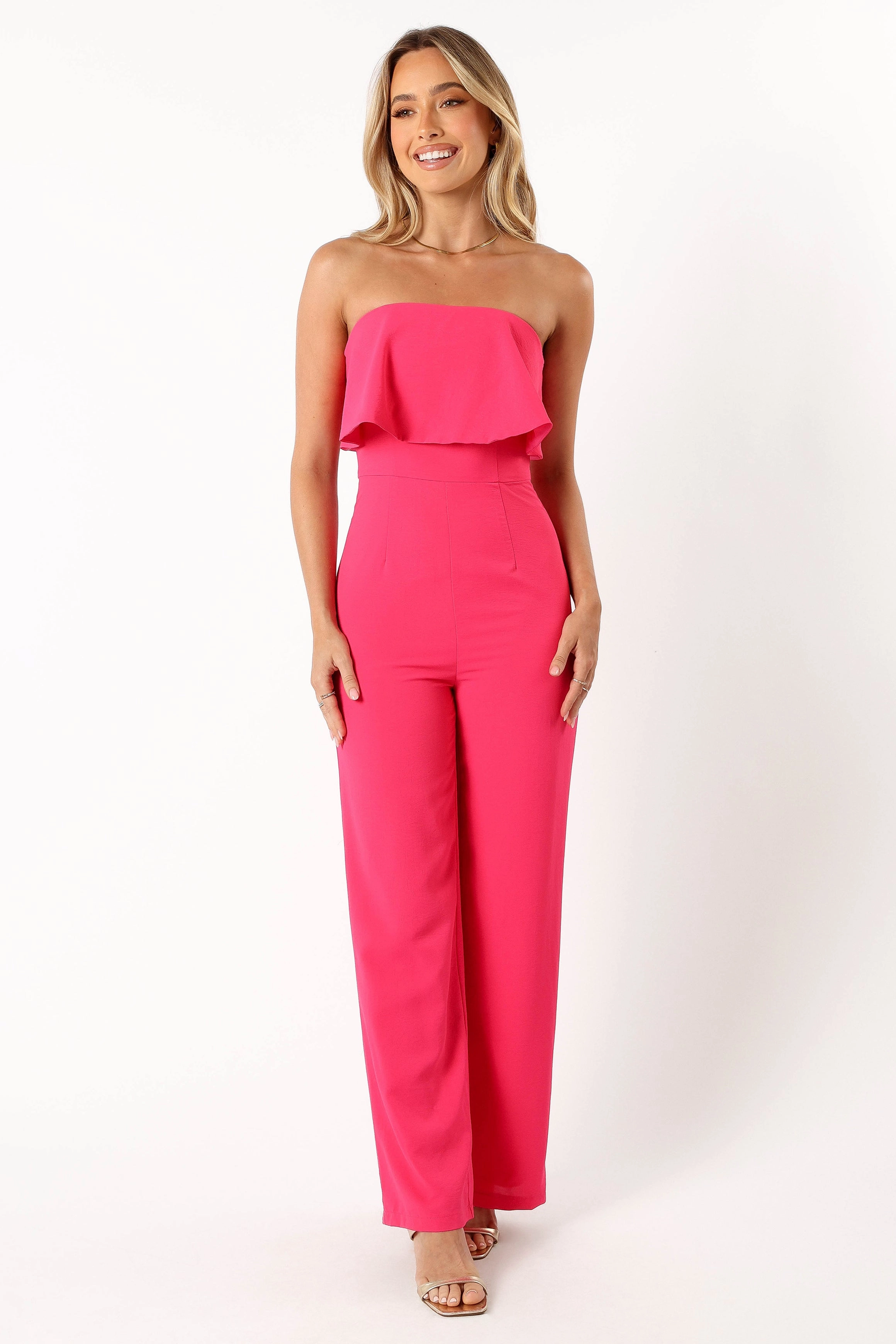 Annabella Strapless Jumpsuit - Hot Pink