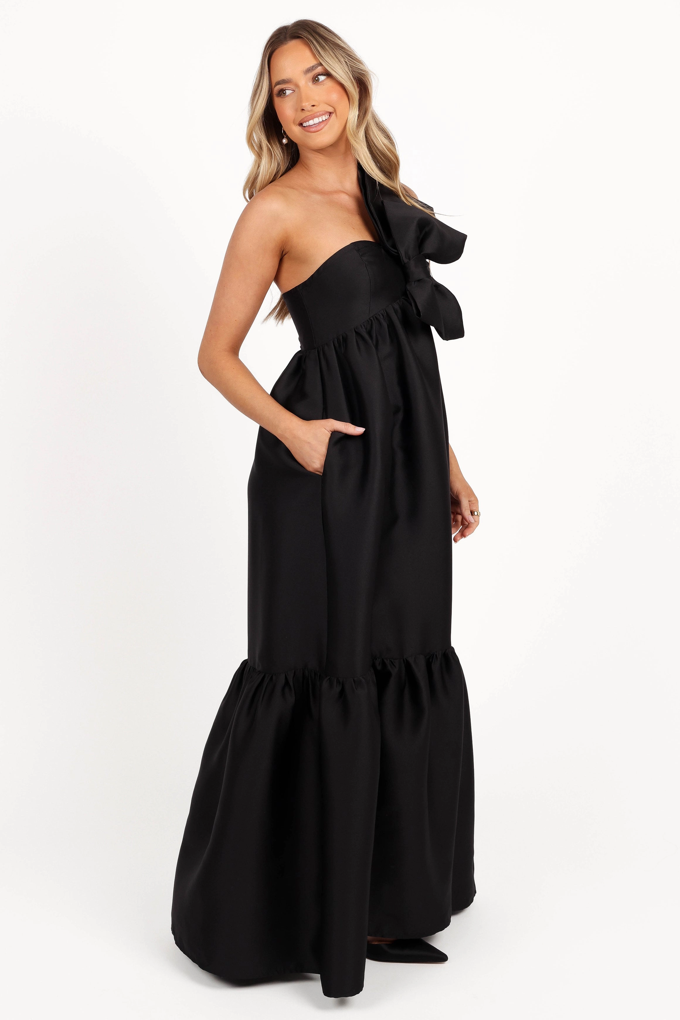 Betina Bow Front Maxi Dress - Black