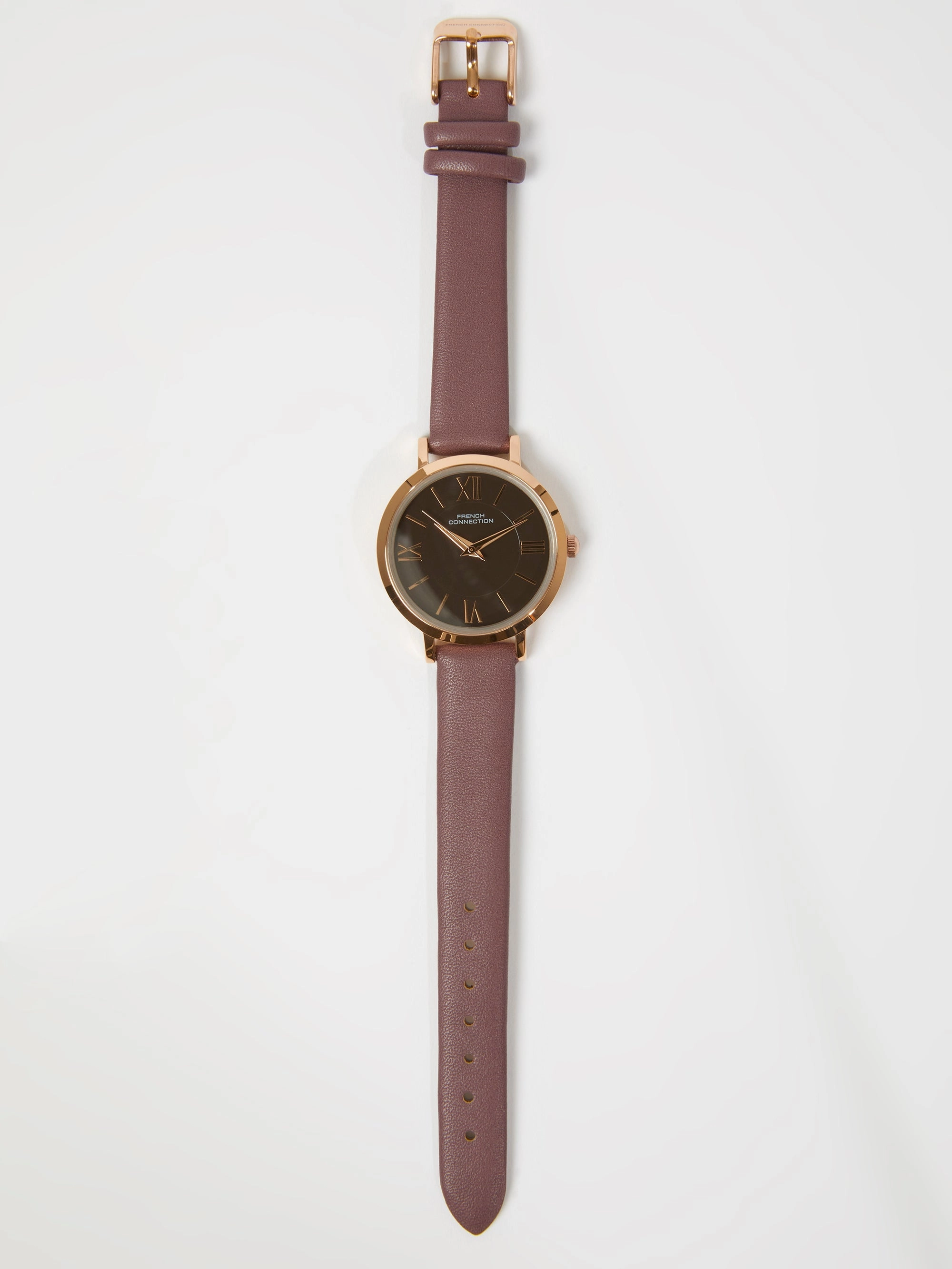 Brown Leather Strap Watch with Brown Dial
