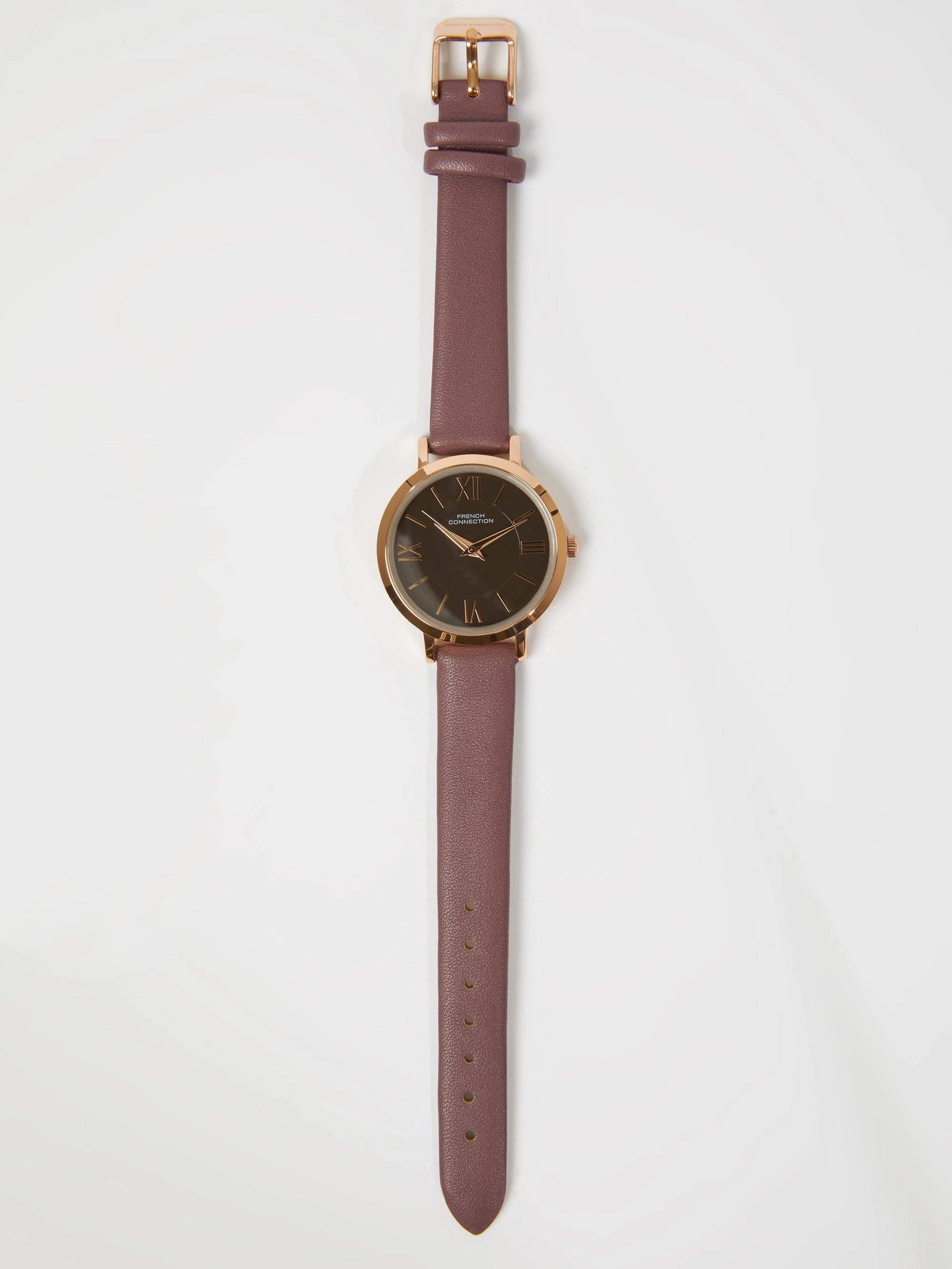 Brown Leather Strap Watch with Brown Dial