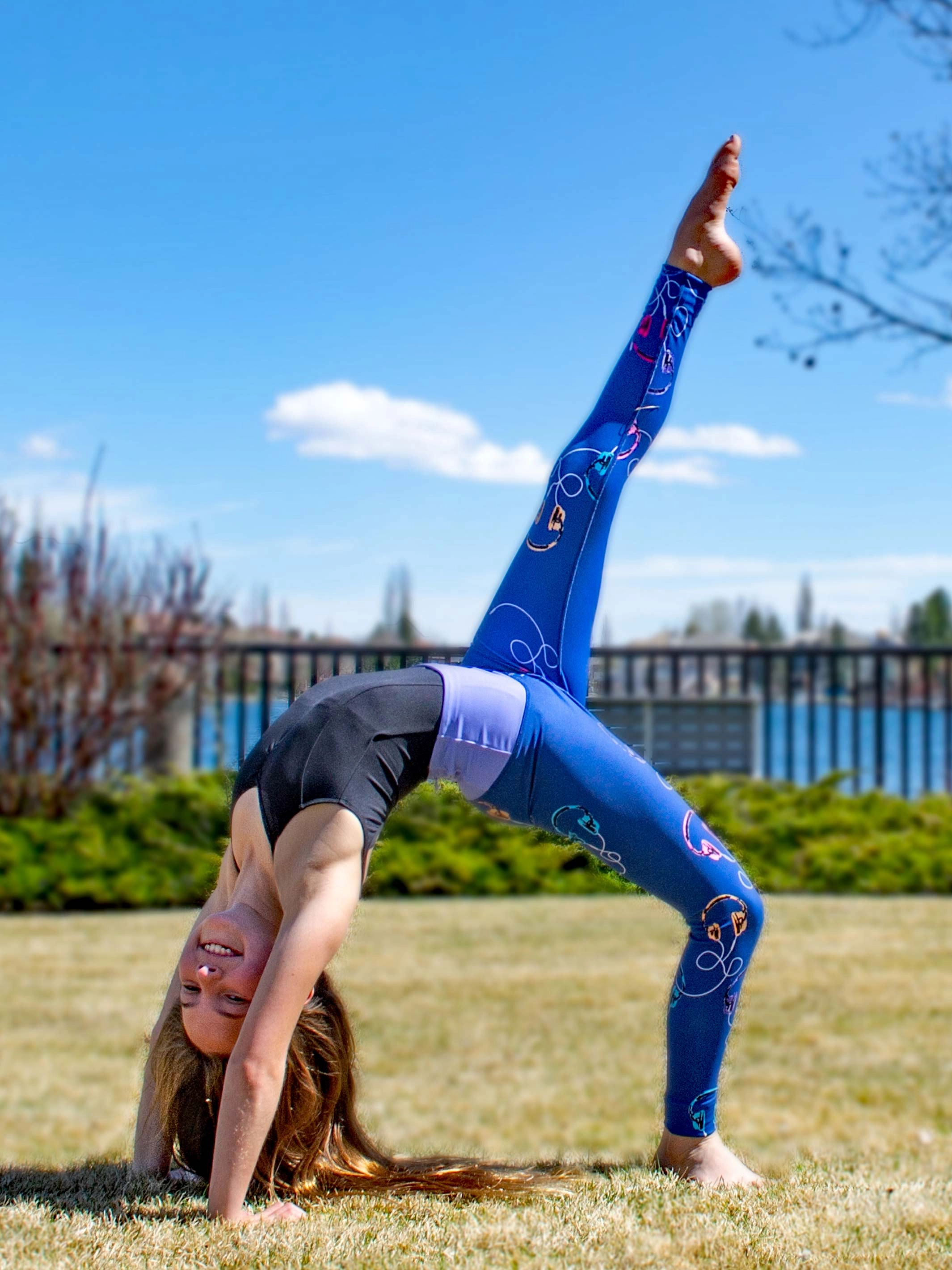 Catie - Printed Blue Activewear Leggings