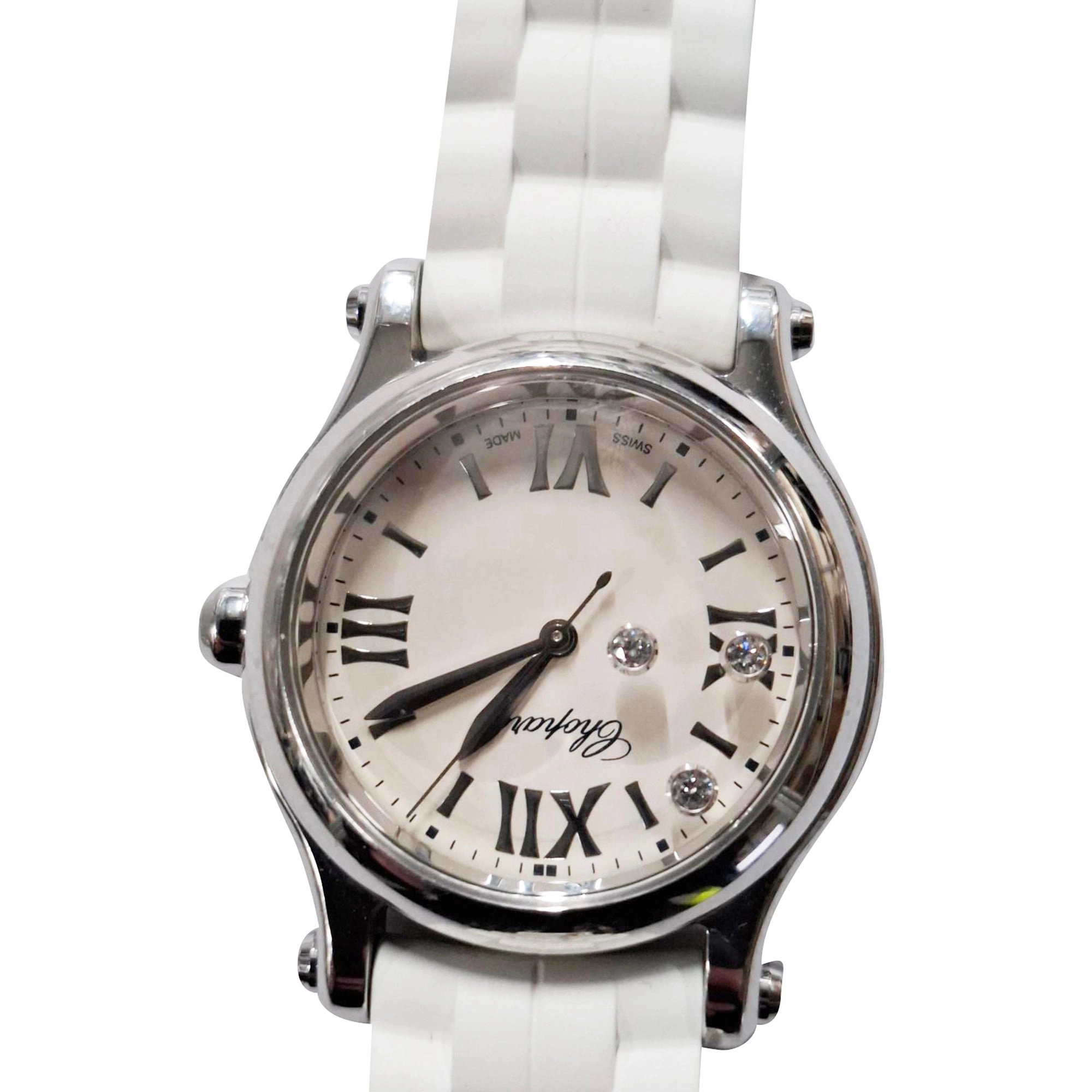 Chopard Happy Sport Diamond Watch in White Rubber