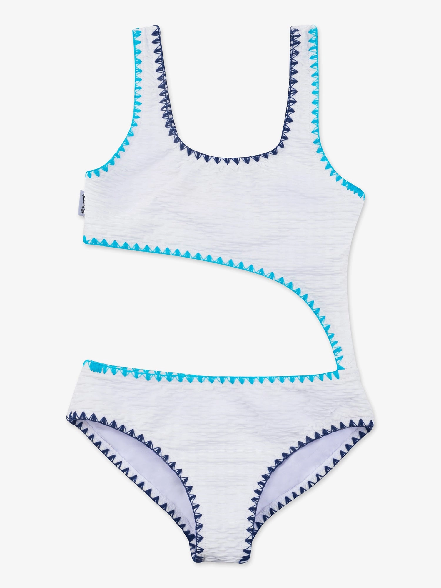 Embroidered Trim Cutout One Piece Swimsuit