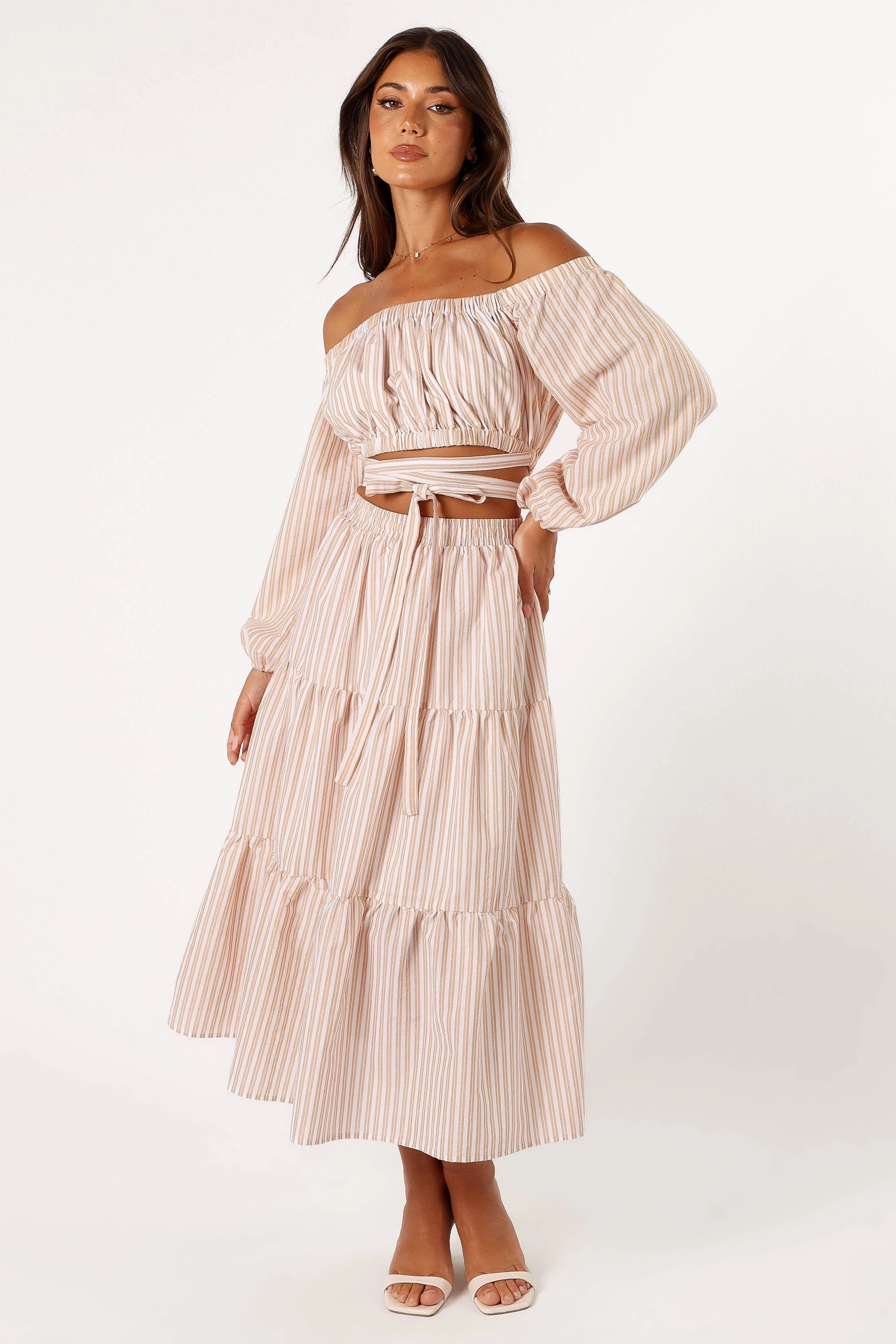 Emilia Midi Skirt - Beige Ivory