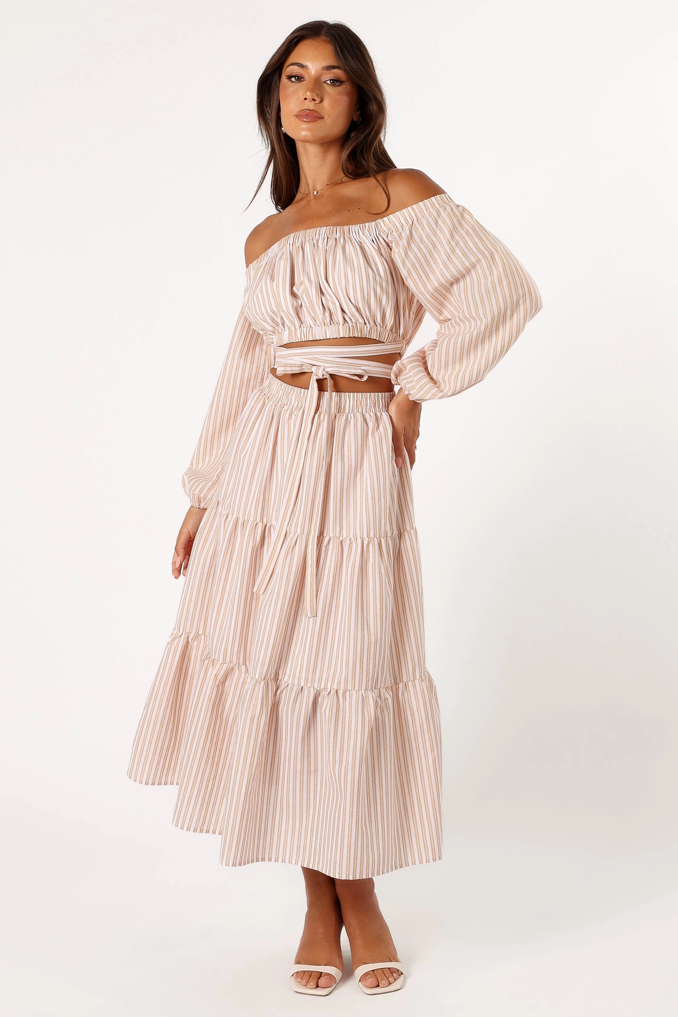 Emilia Midi Skirt - Beige Ivory