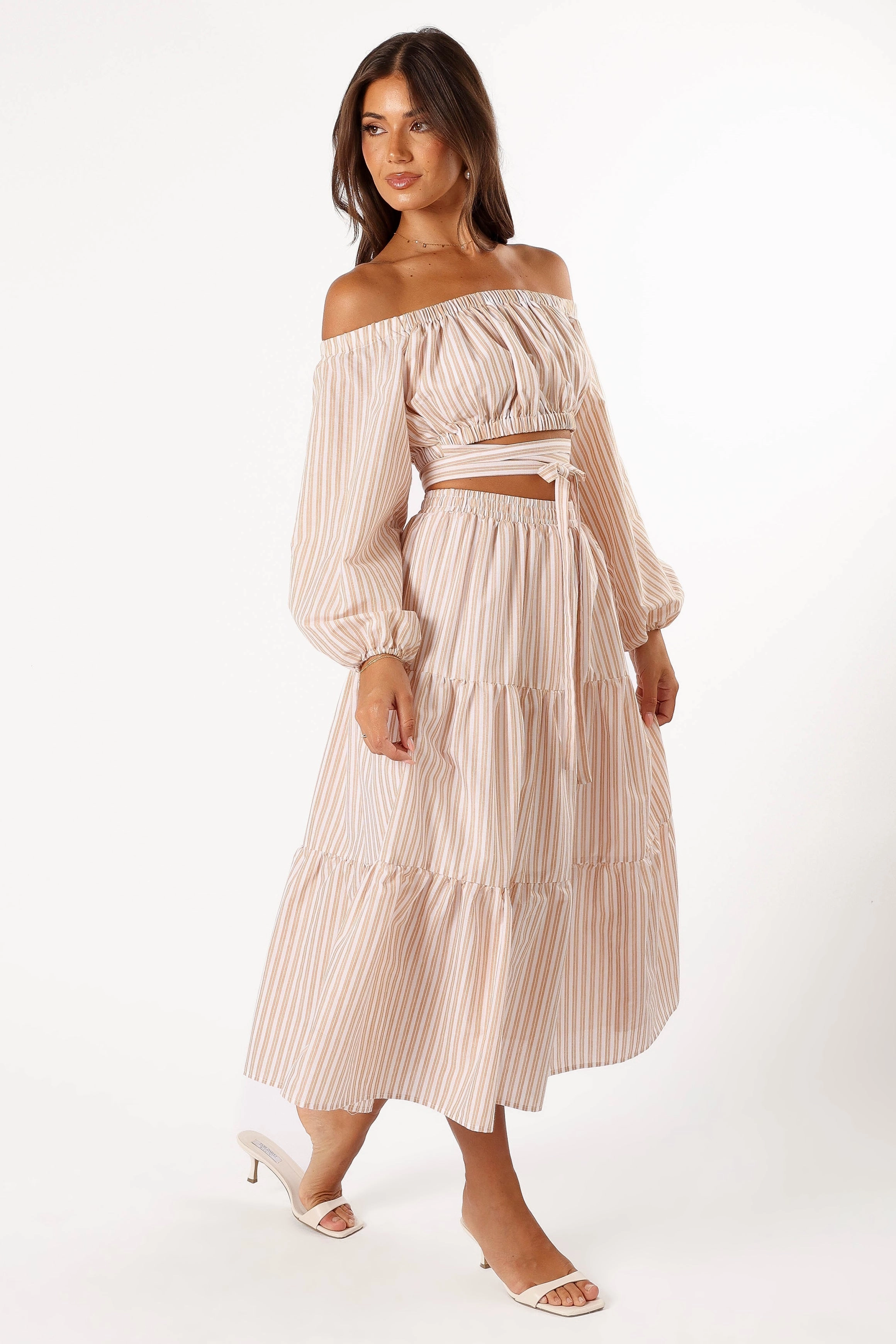 Emilia Midi Skirt - Beige Ivory