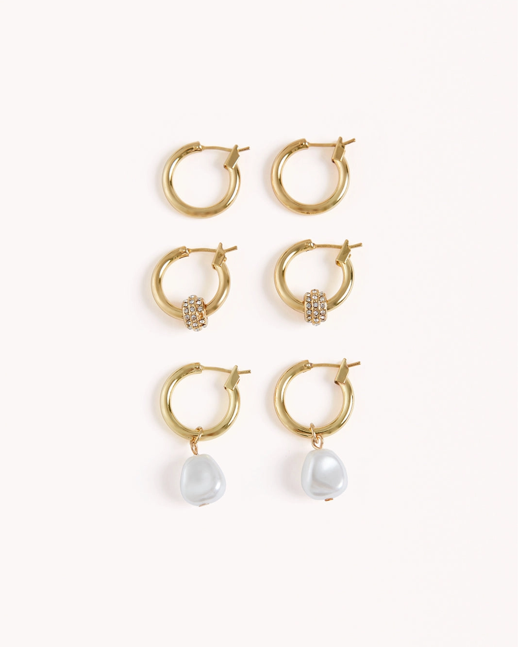 EMMY 3 PACK EARRINGS - GOLD PLATED 18K