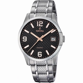 FESTINA F16981/3  Analogue Quartz Classic Black Dial Stainless Steel Strap Men's Watch