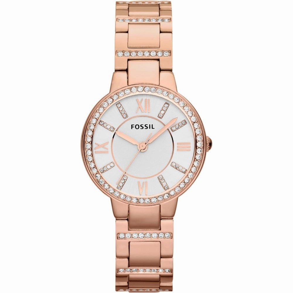 Fossil ES3284 Virginia Women's Watch with Crystal Accents and Self Adjustable Stainless Steel Bracelet Band