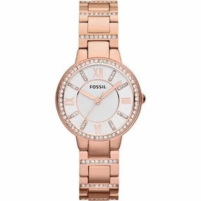Fossil ES3284 Virginia Women's Watch with Crystal Accents and Self Adjustable Stainless Steel Bracelet Band