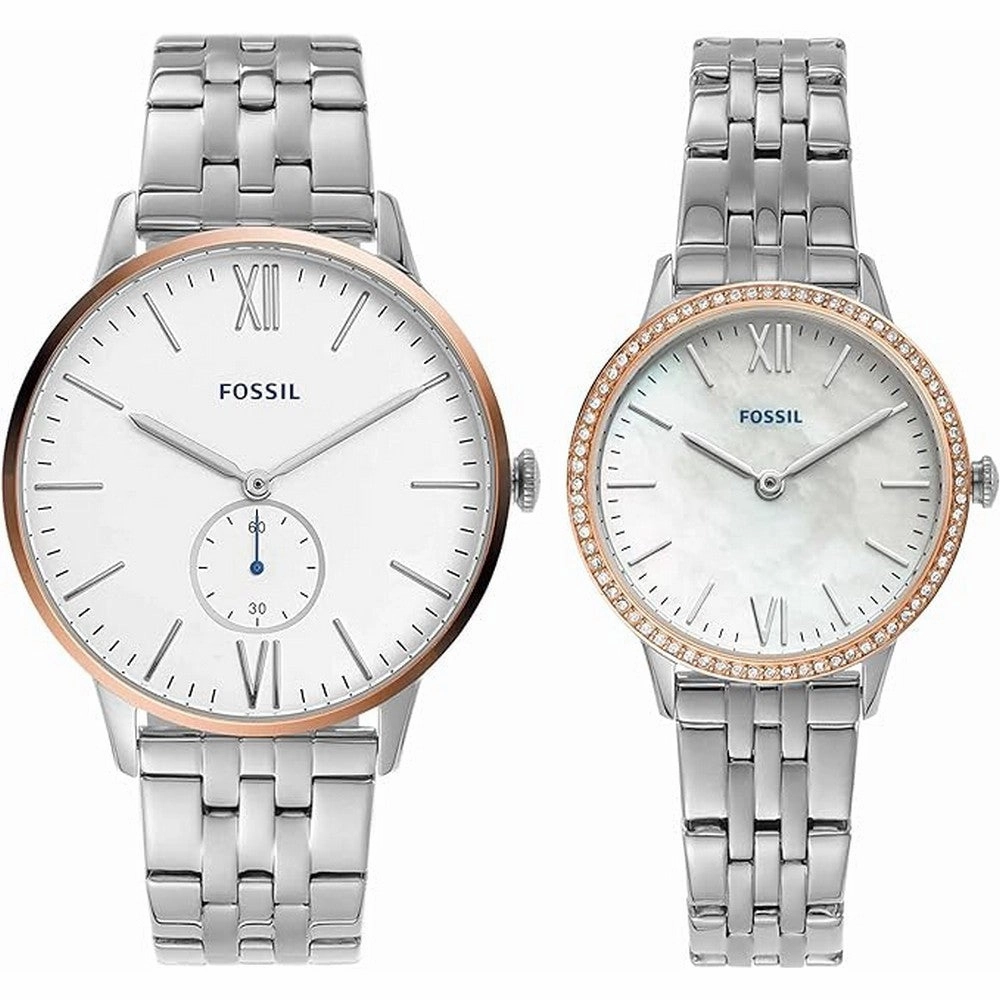 Fossil FS5562SET  His and Hers Watch Gift Set. Men's and Women's Stainless Steel Watch Set