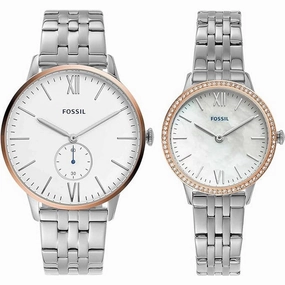 Fossil FS5562SET  His and Hers Watch Gift Set. Men's and Women's Stainless Steel Watch Set