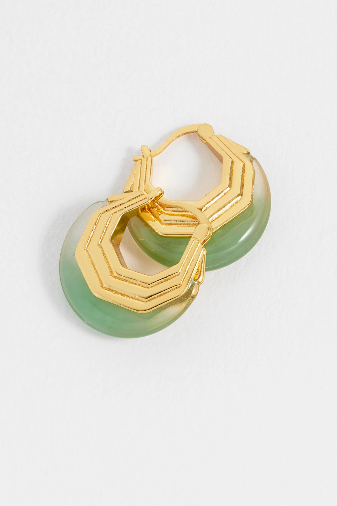 Green Half Moon Hinge Hoops