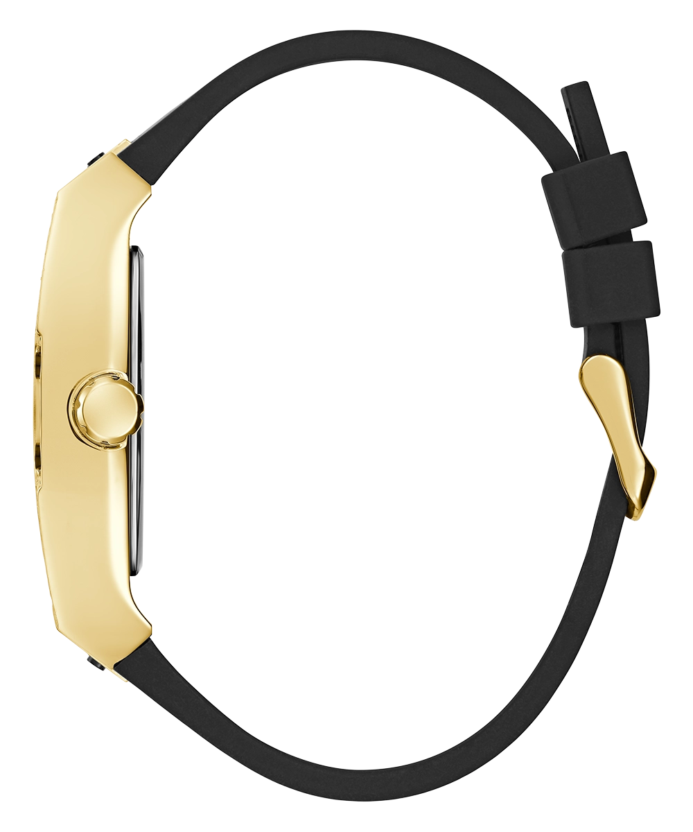 GUESS Mens Black Gold Tone Analog Watch