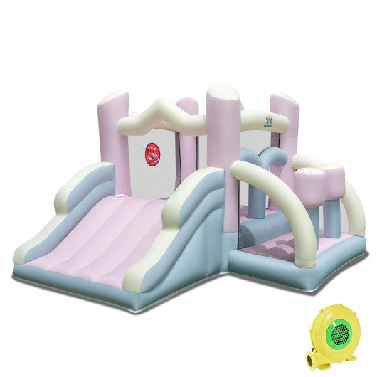 Kids Bounce House With Slide and 2 Boxing Columns Bouncy Castle for Party With 480W Blower