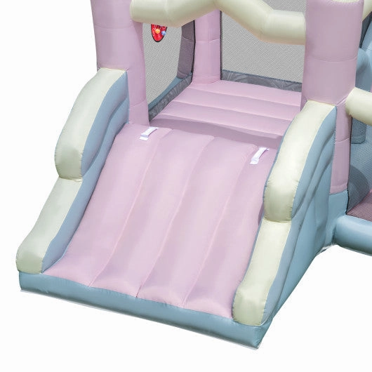 Kids Bounce House With Slide and 2 Boxing Columns Bouncy Castle for Party With 480W Blower