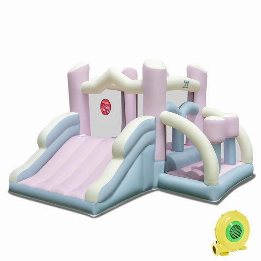 Kids Bounce House With Slide and 2 Boxing Columns Bouncy Castle for Party With 480W Blower