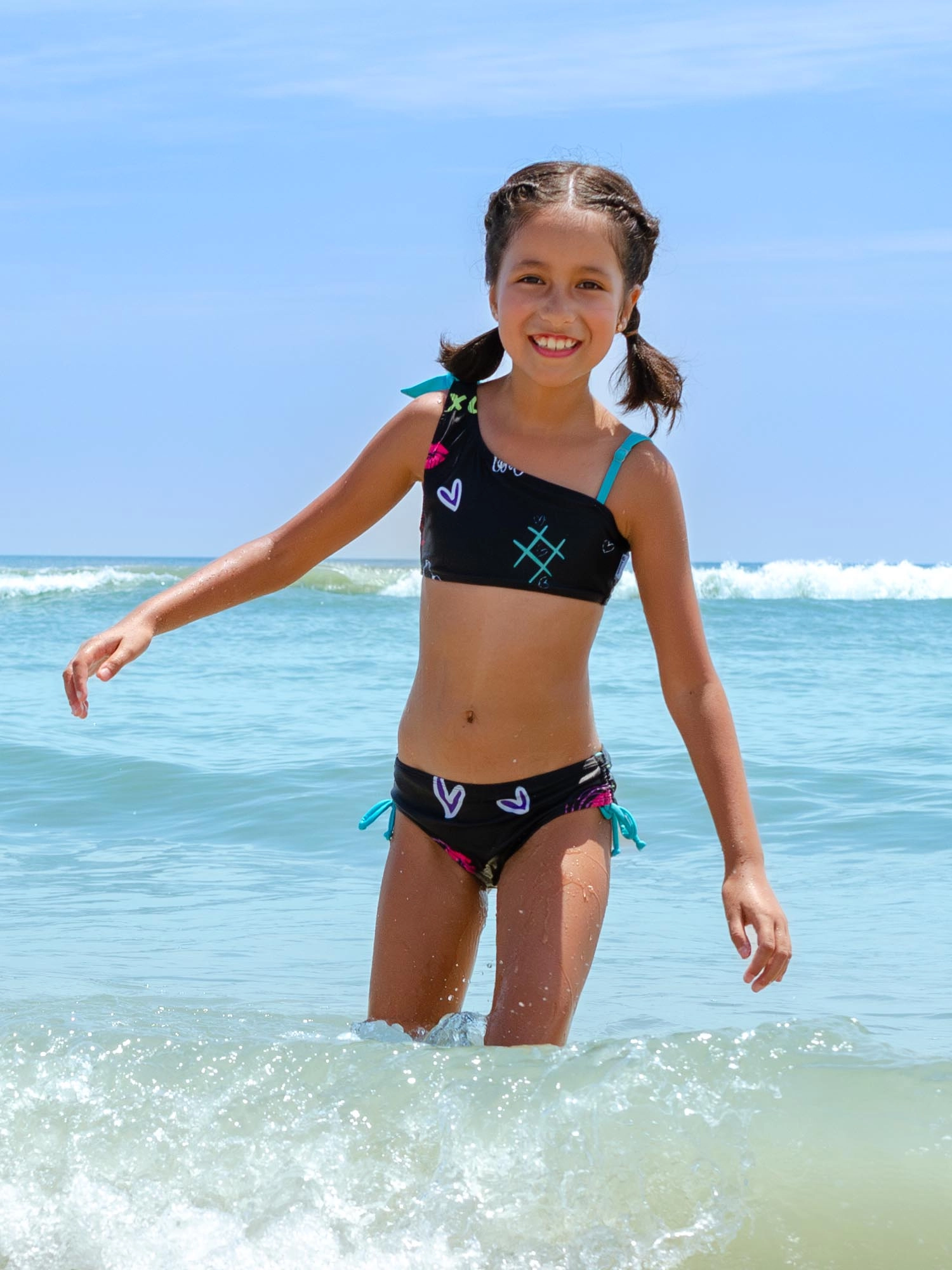 Lari Butterfly Print One Shoulder Bikini Swimsuit
