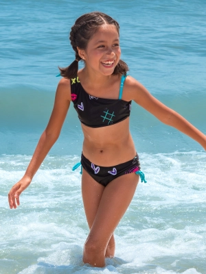 Lari Butterfly Print One Shoulder Bikini Swimsuit