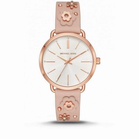 Michael Kors Portia Quartz Pink Leather Strap Women's Watch MK2738
