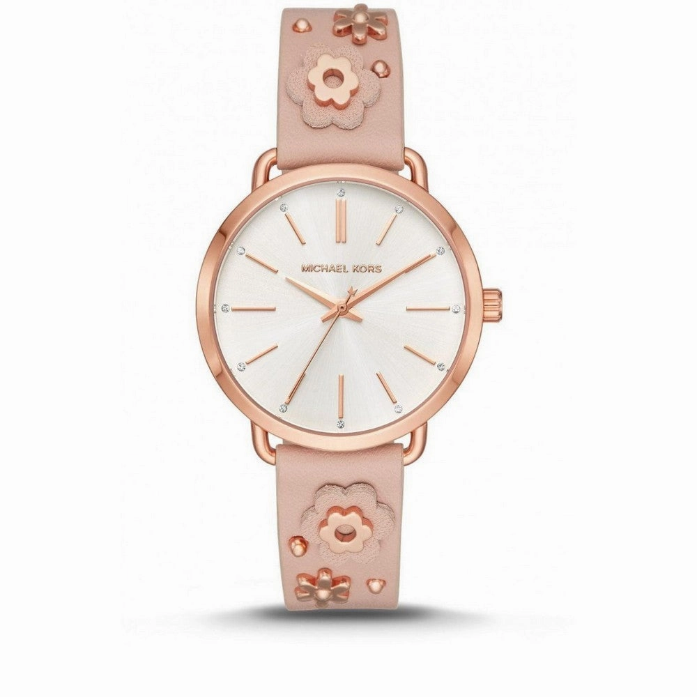 Michael Kors Portia Quartz Pink Leather Strap Women's Watch MK2738