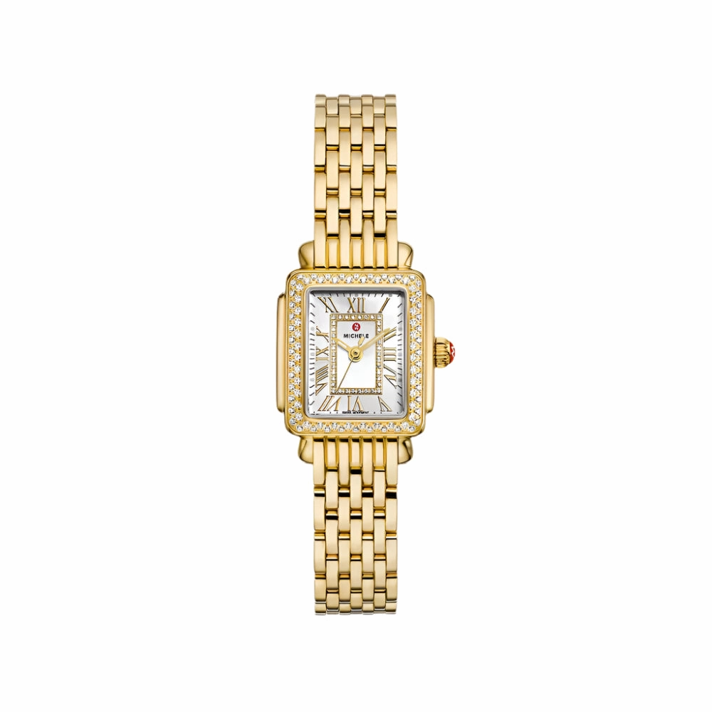 Michele Deco Madison Mini Diamond 18k Gold-Plated Watch