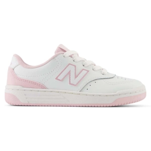 NEW BALANCE KID'S GRADE SCHOOL BB80 WHITE/PINK SNEAKER SHOES