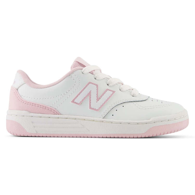 NEW BALANCE KID'S GRADE SCHOOL BB80 WHITE/PINK SNEAKER SHOES