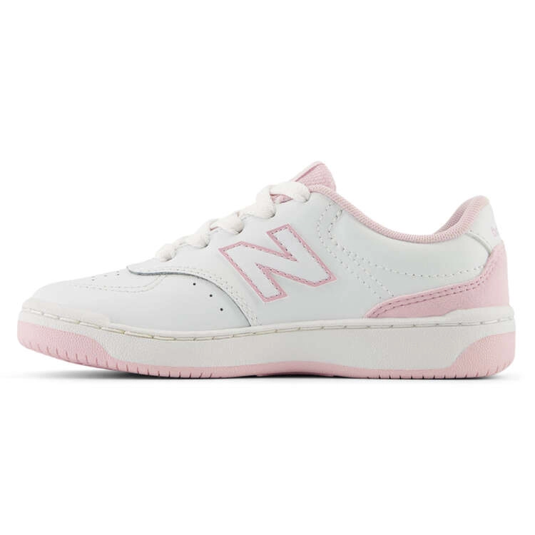 NEW BALANCE KID'S GRADE SCHOOL BB80 WHITE/PINK SNEAKER SHOES