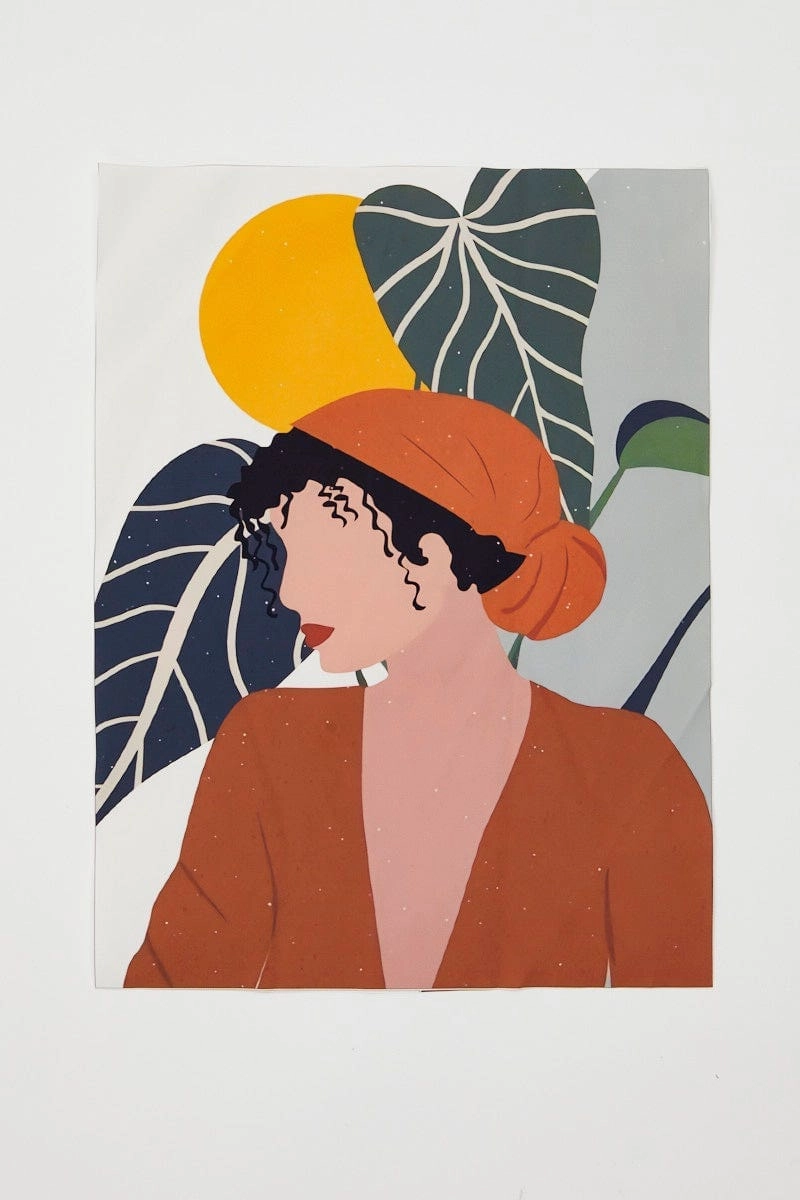 Print Girl And Palm Illustration Print A3 30Cm X 40Cm