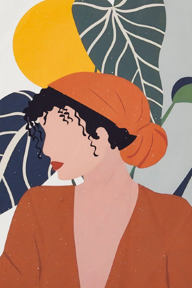 Print Girl And Palm Illustration Print A3 30Cm X 40Cm