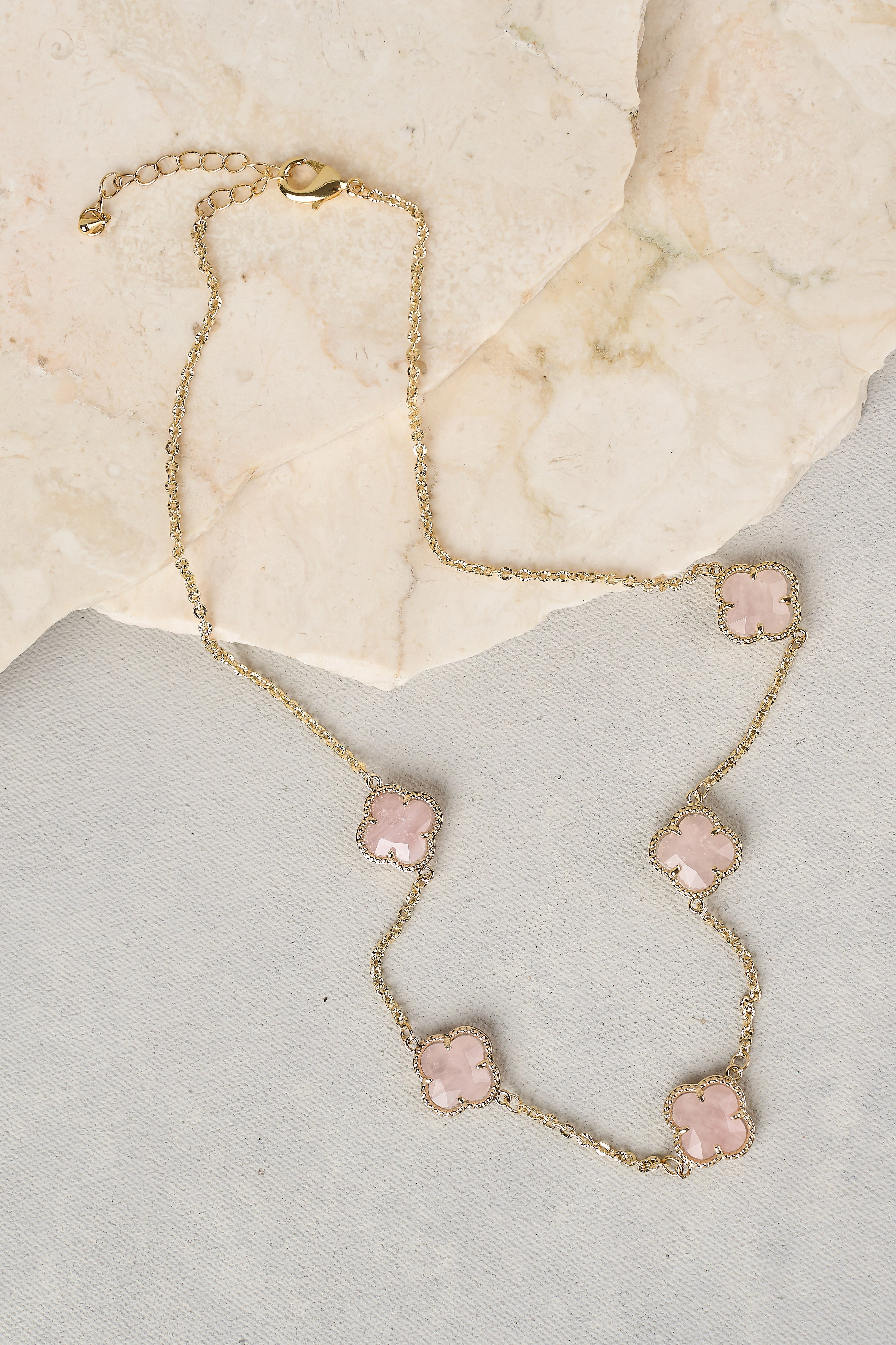 Rose Clover Necklace - Pink