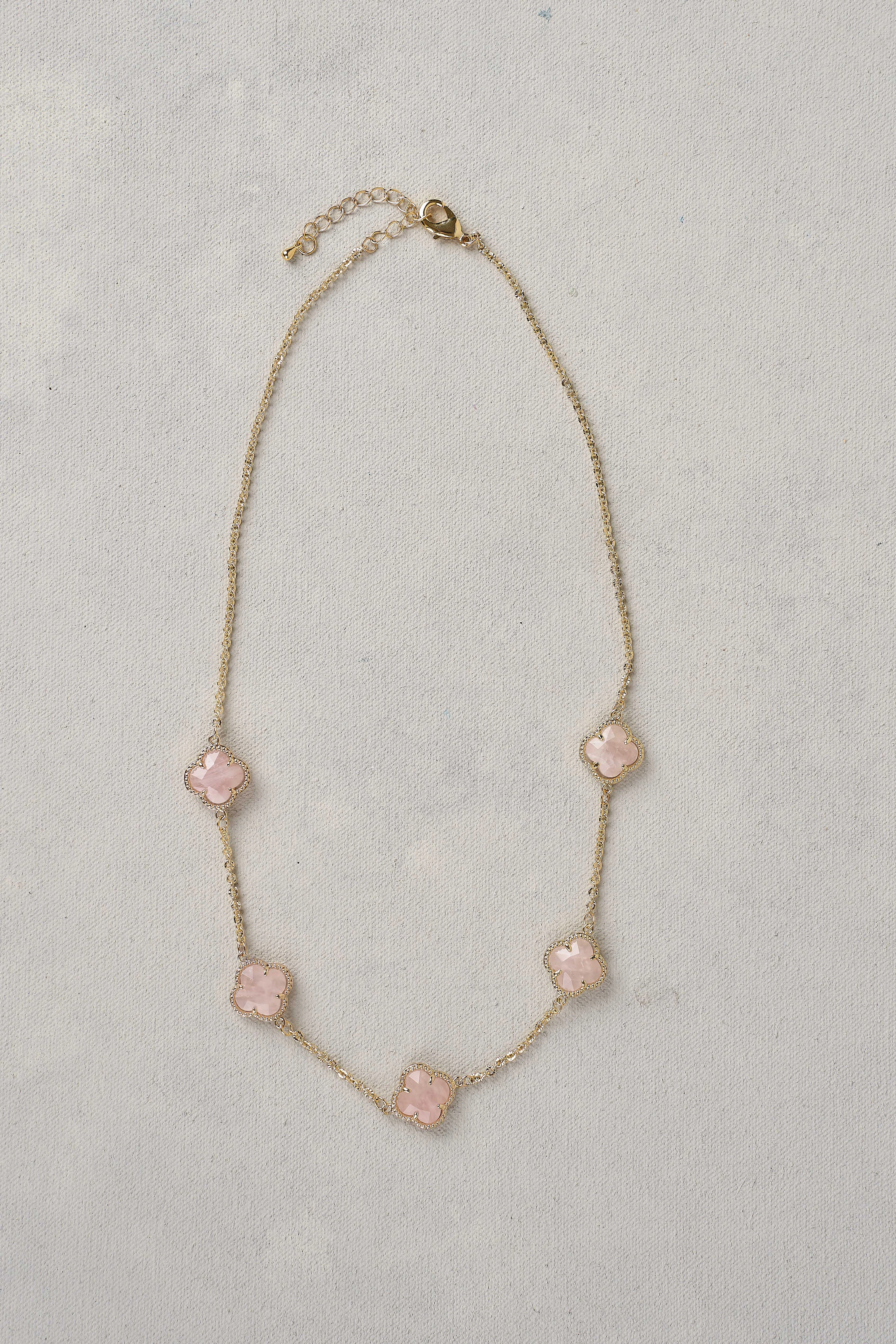Rose Clover Necklace - Pink
