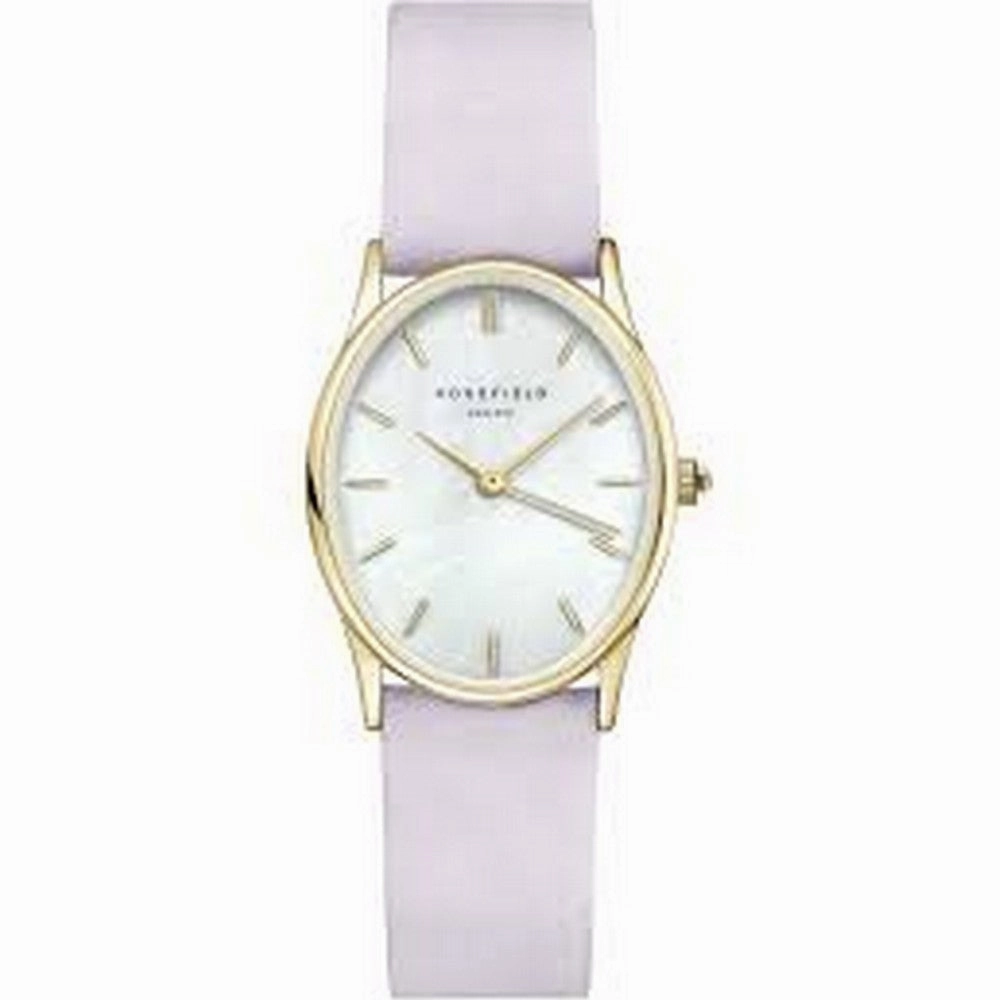 ROSEFIELD OWLLG-OV04 The Oval White Mop Lilac Nubuck Gold Women's Watch