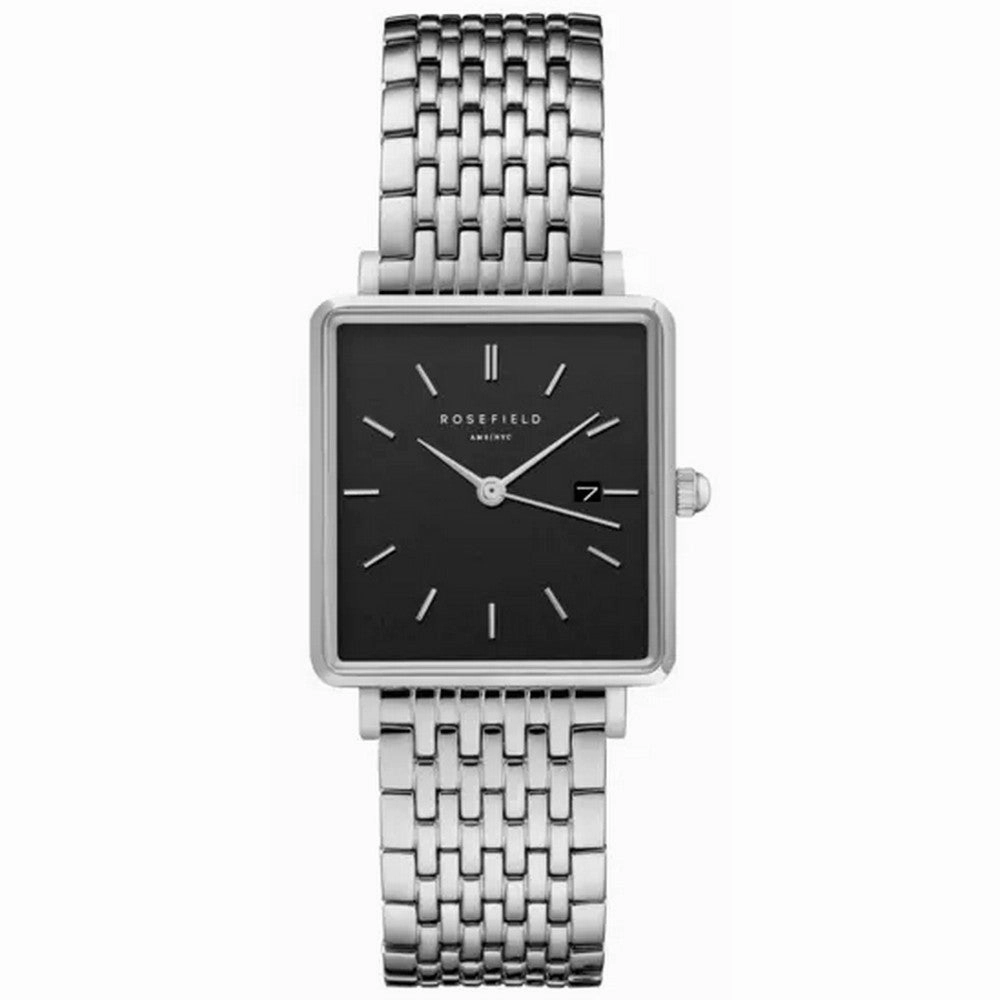 ROSEFIELD QBSS-Q07 The Boxy Black Steel Silver Women's Watch