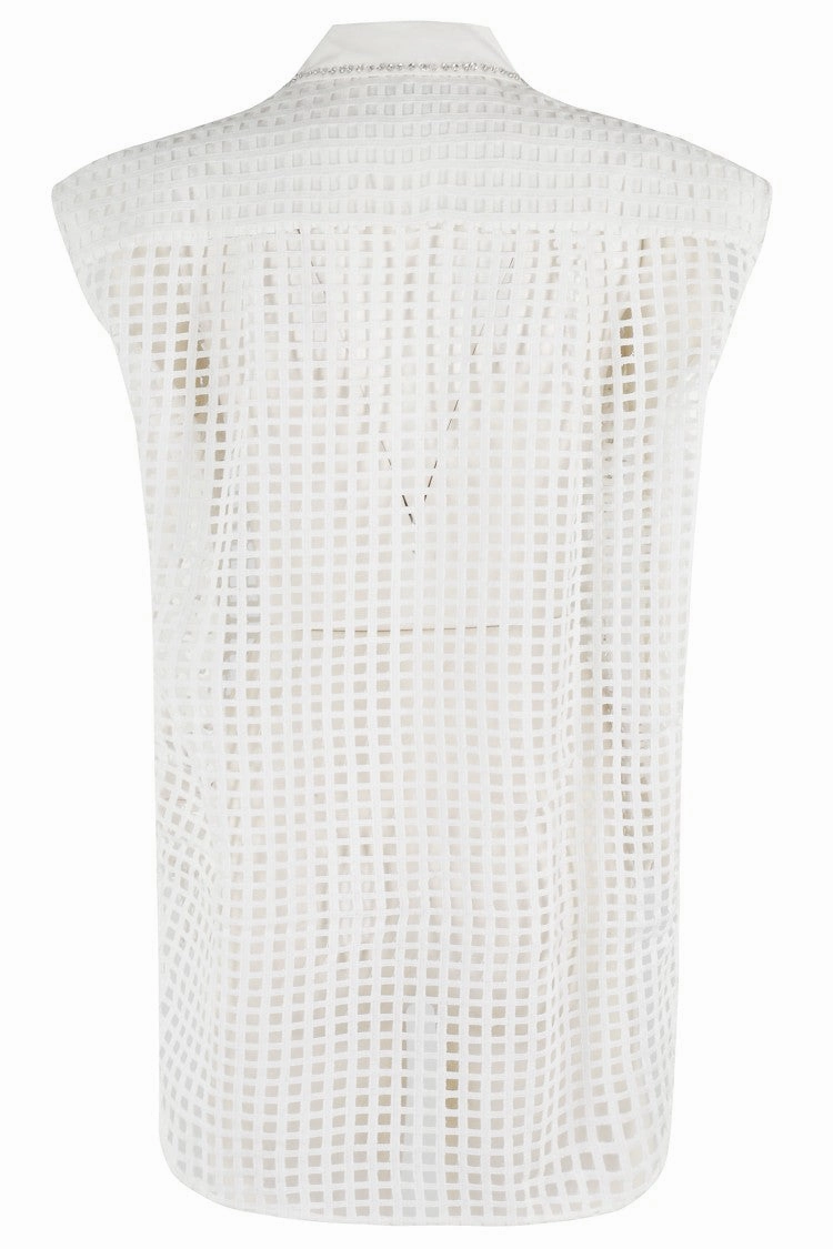 Sheer Mesh Harness Top With All-Over Sequins